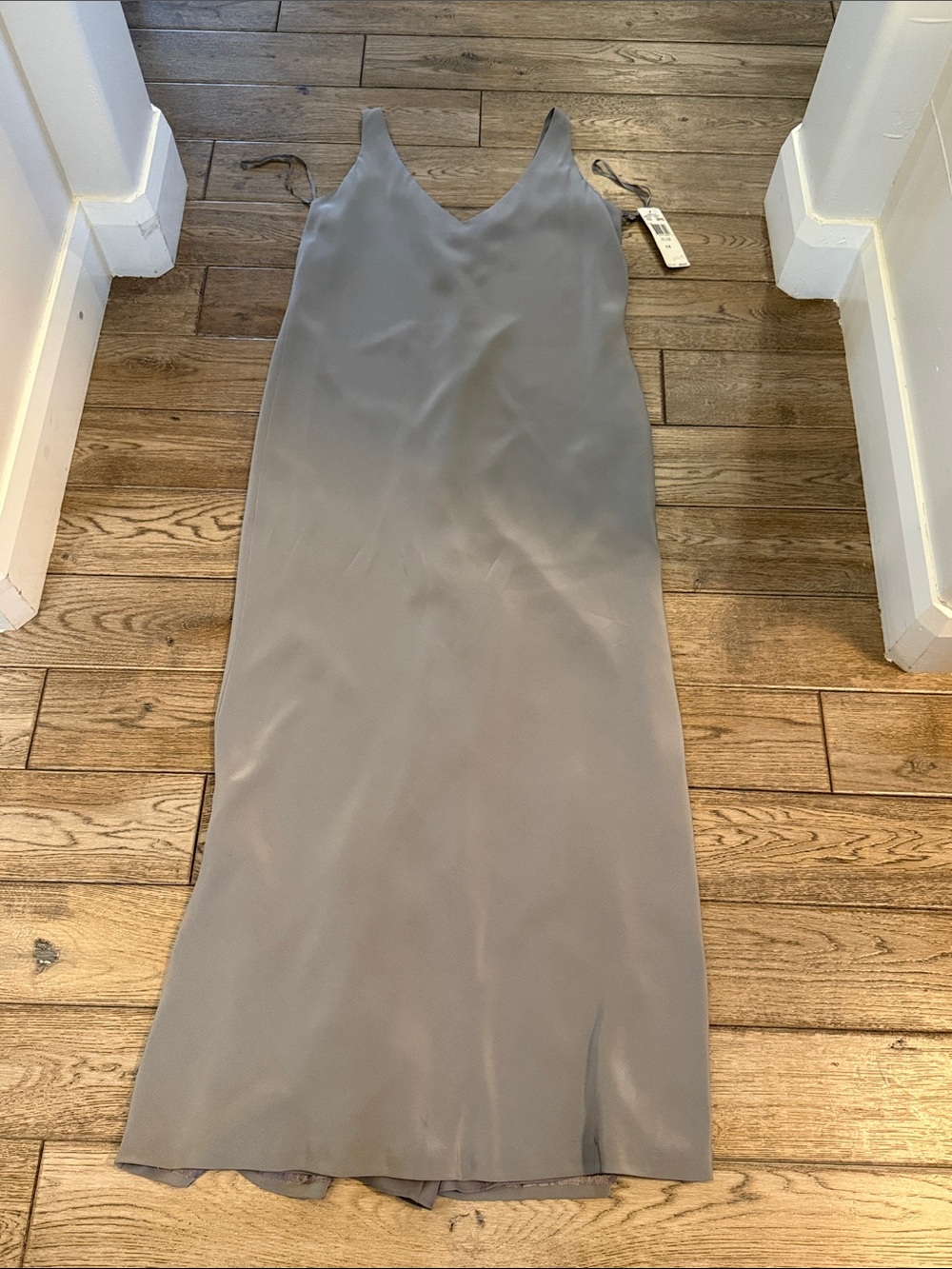 Jones New York Gray V-Neck Maxi Slip Dress
